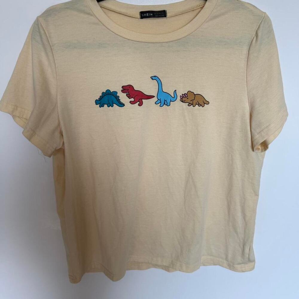 Shein cream dinosaur t shirt size